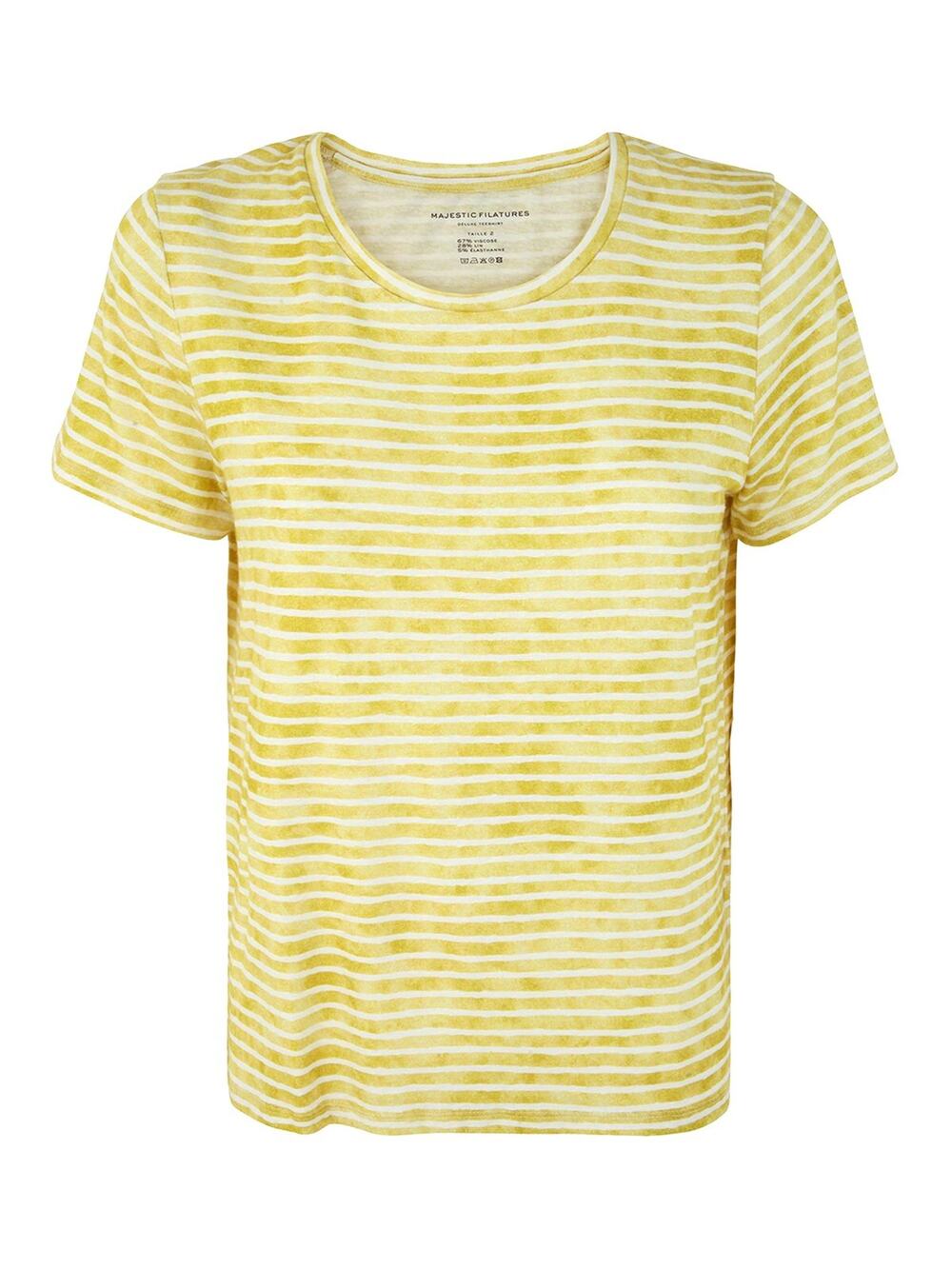 MAJESTIC FILATURES PARIS Linen Blend Striped T-Shirt Tee Top Nordstrom 1 XS $140